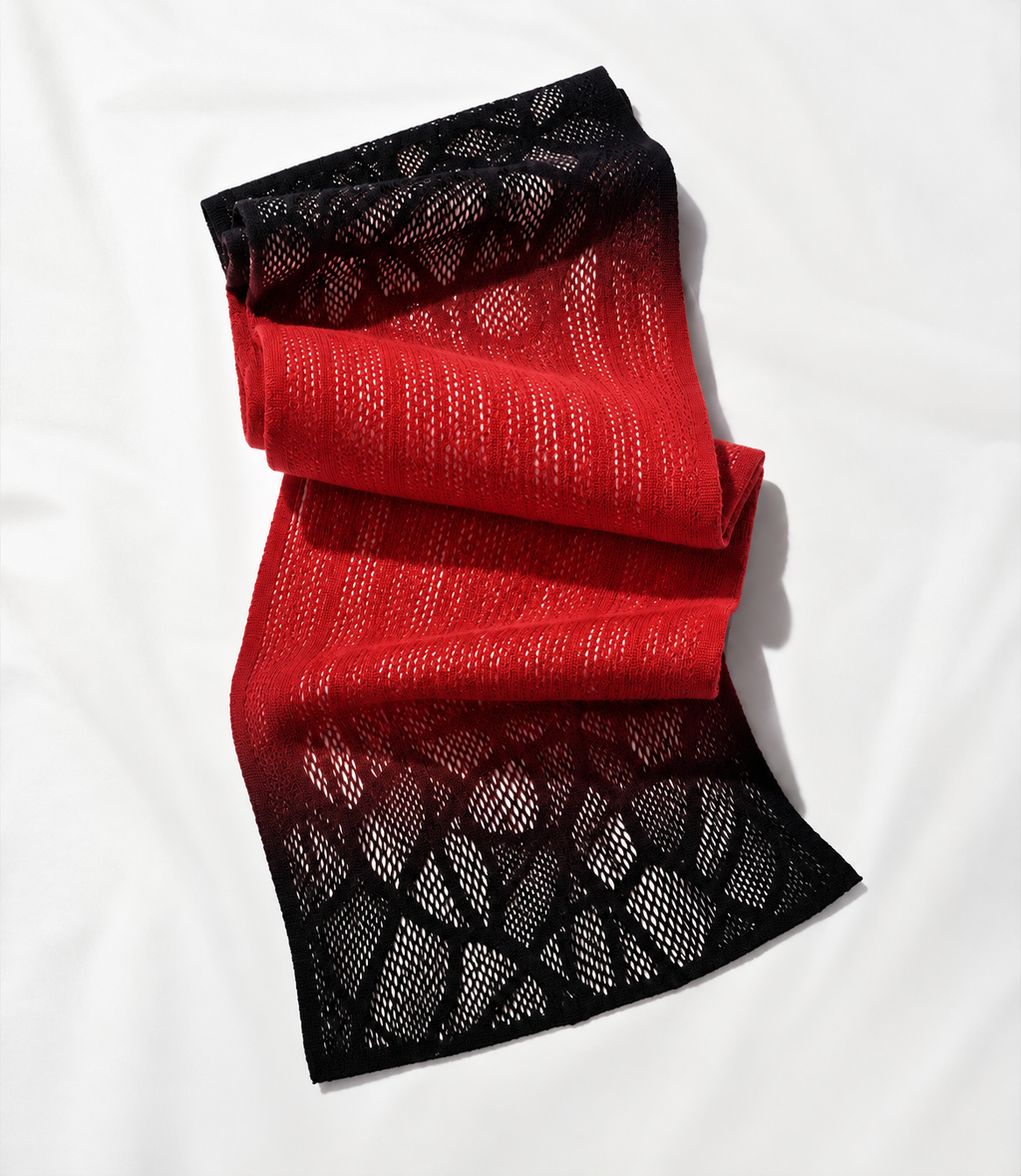 Fular ombre rosu negru