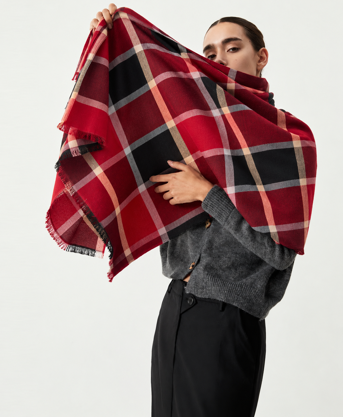 Fular oversized carouri rosu