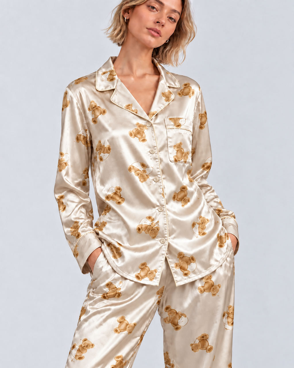Pijama ursuleti crem