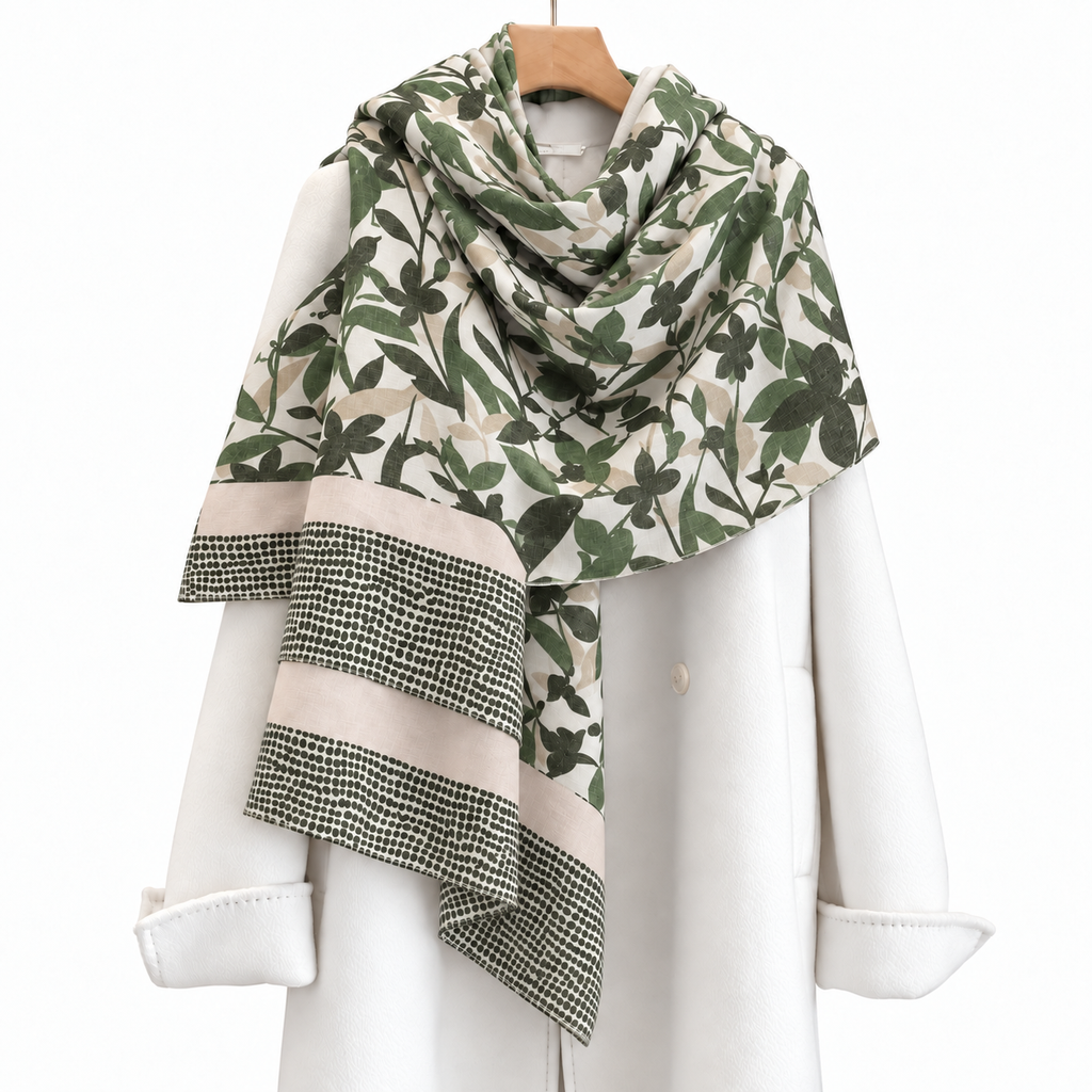 Esarfa model floral verde