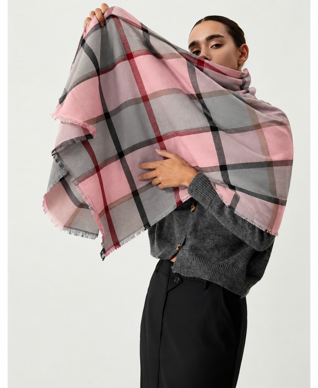 Fular oversized carouri roz