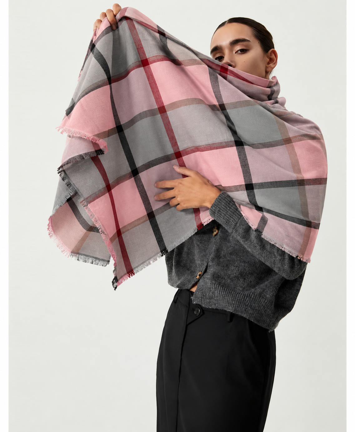 Fular oversized carouri roz