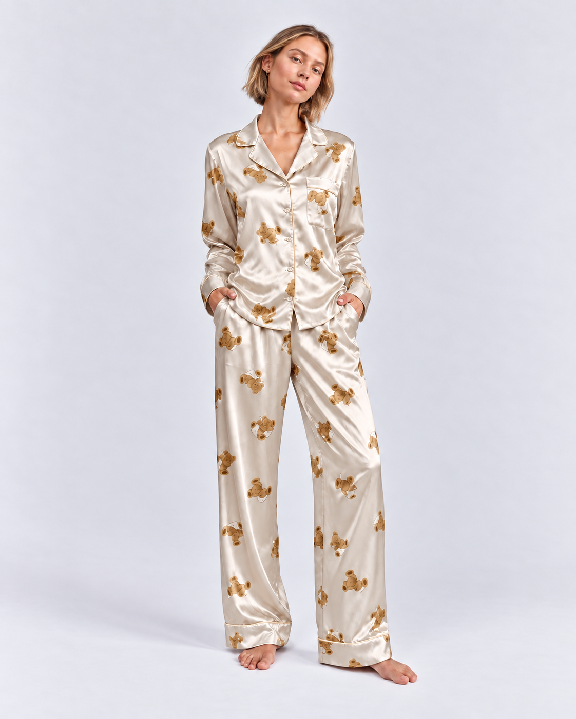 Pijama ursuleti crem