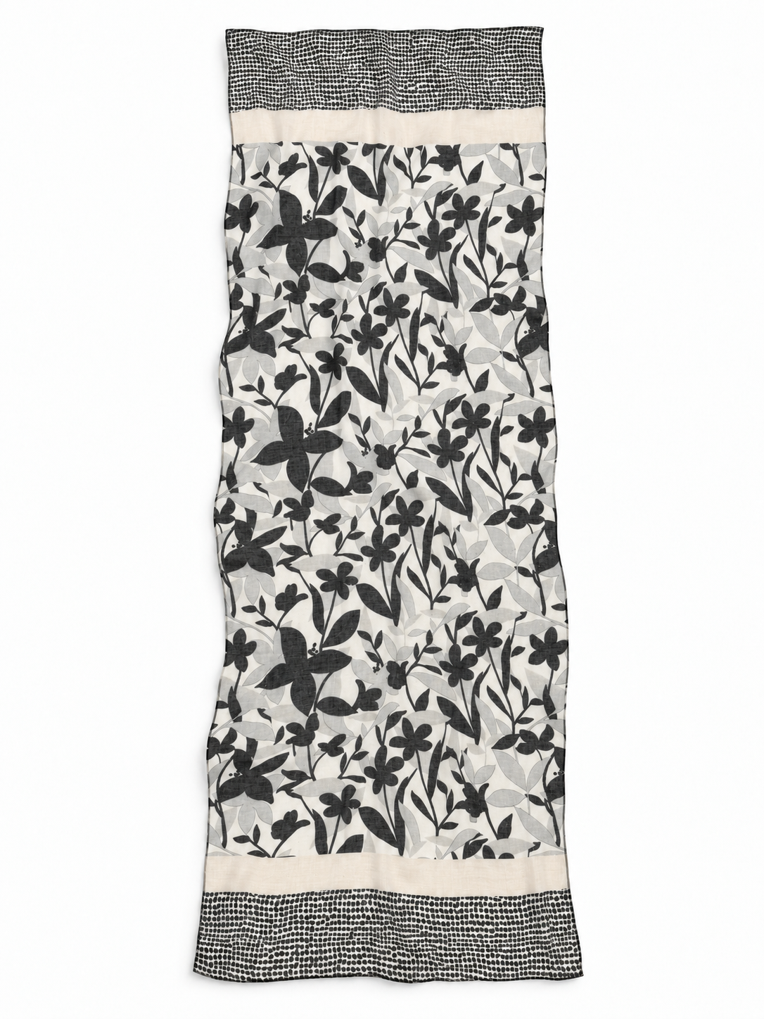 Esarfa imprimeu floral neagra