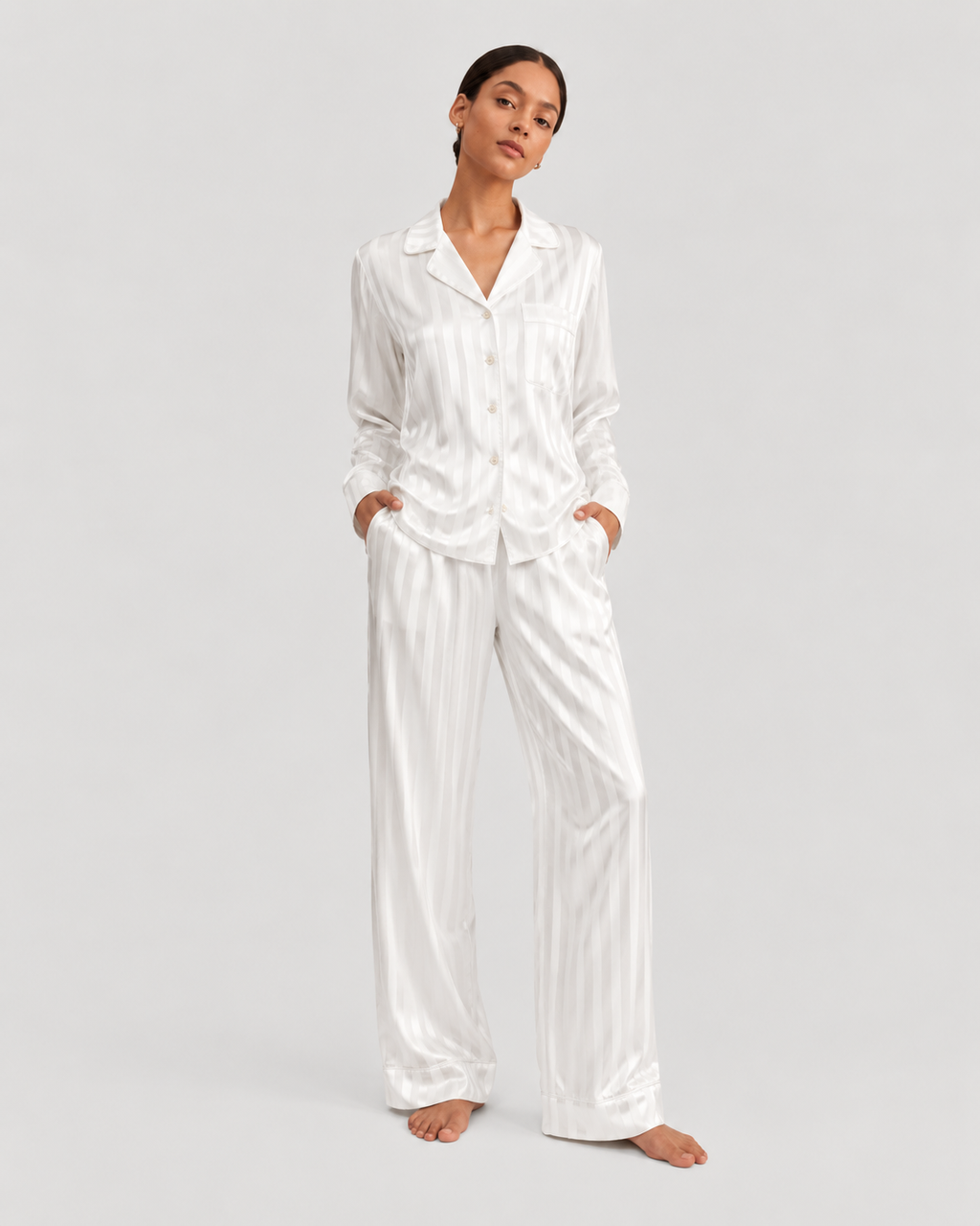 Pijama dungi albe